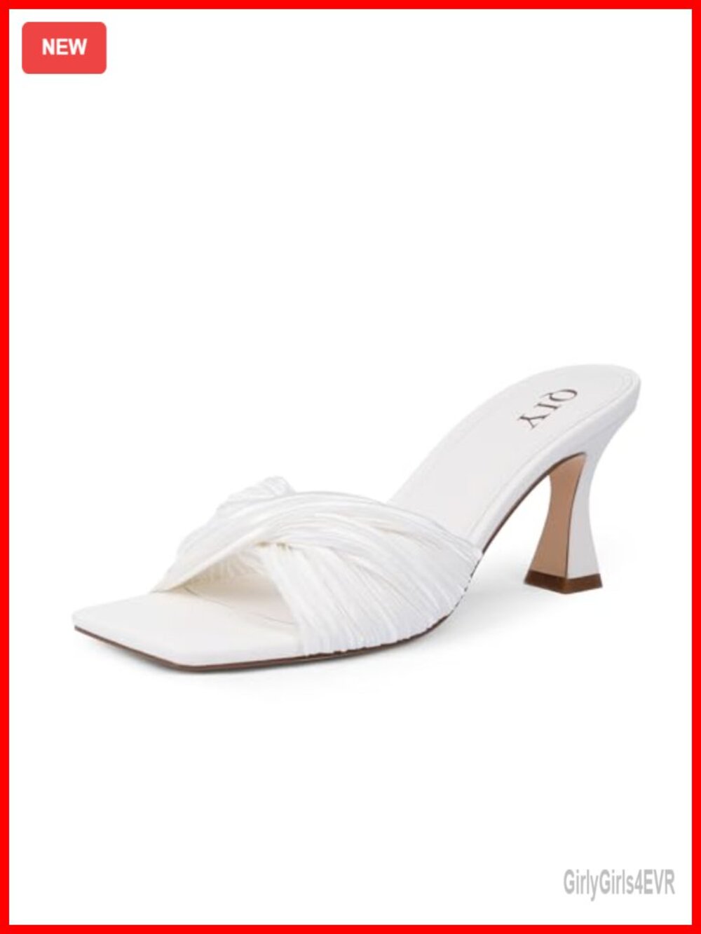 Satin Square Toe Mule Heels with Twisted Knot & 2.76 Inch Kitten Heel